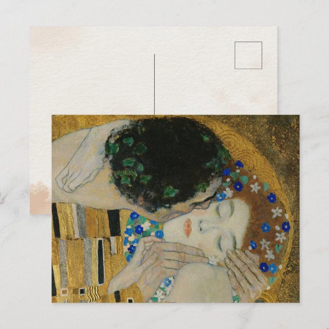 Cartão Postal Gustav Klimt-The Kiss(detalhe) | Trabalho de arte  (Frente/Verso)