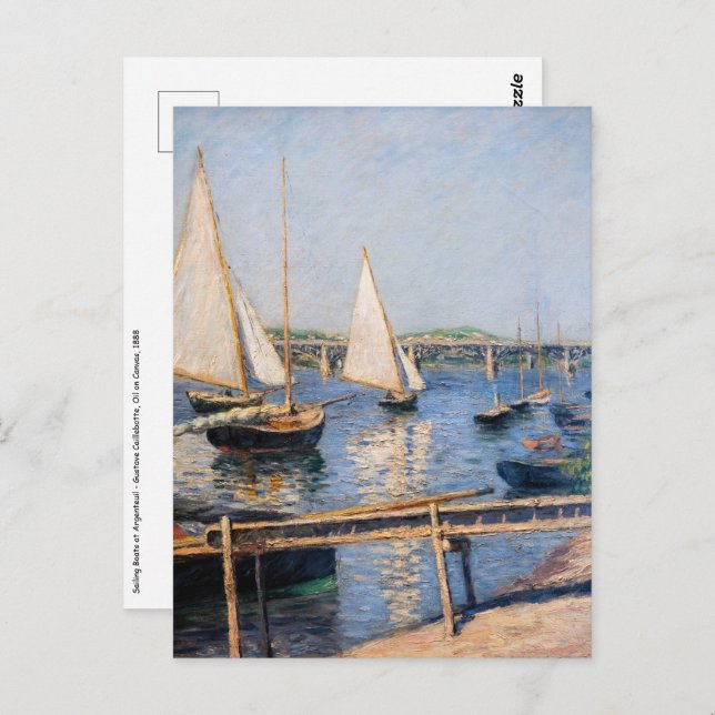 Cartão Postal Gustave Caillebotte - Barcos à Vela em Argenteuil (Frente/Verso)
