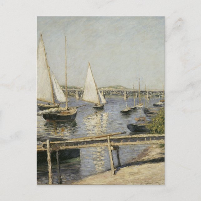 Cartão Postal Gustave Caillebotte - Barcos à vela em Argenteuil (Frente)