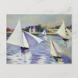 Cartão Postal Gustave Caillebotte - Barcos à vela no Sena