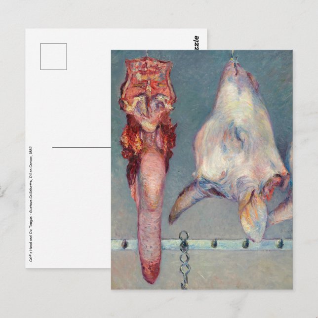 Cartão Postal Gustave Caillebotte - Cabeça de vitelo e Língua Ox (Frente/Verso)
