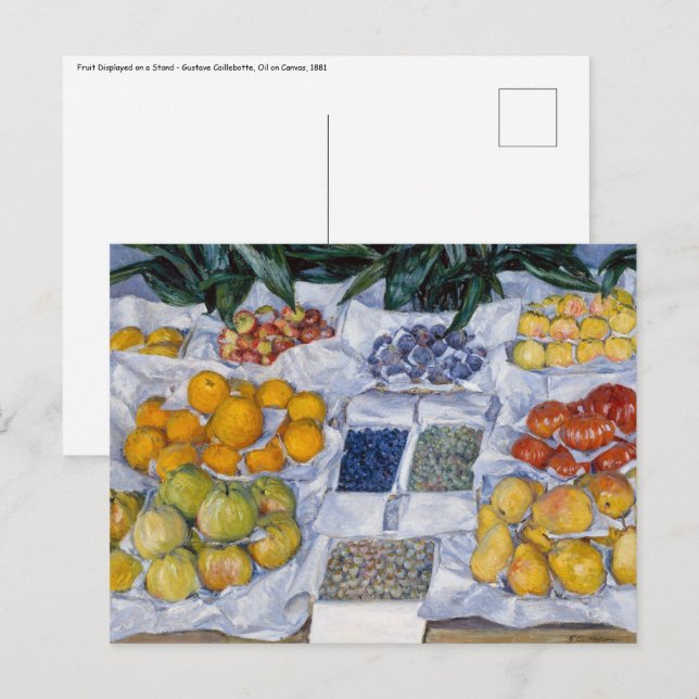 Cartão Postal Gustave Caillebotte - Fruta exibida em um suporte (Frente/Verso)