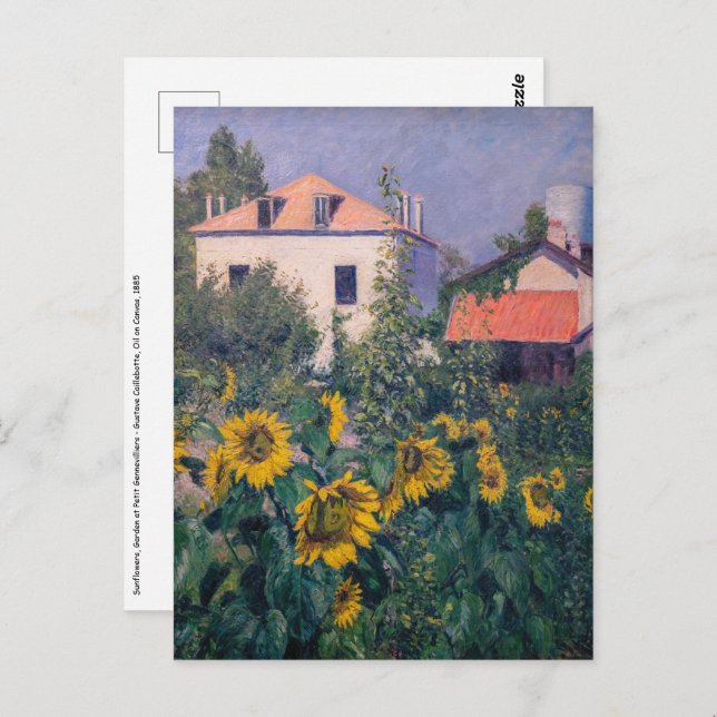 Cartão Postal Gustave Caillebotte - Girassóis, Jardim (Frente/Verso)