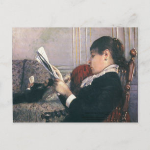 Cartão Postal Gustave Caillebotte - Interior, Mulher Lendo