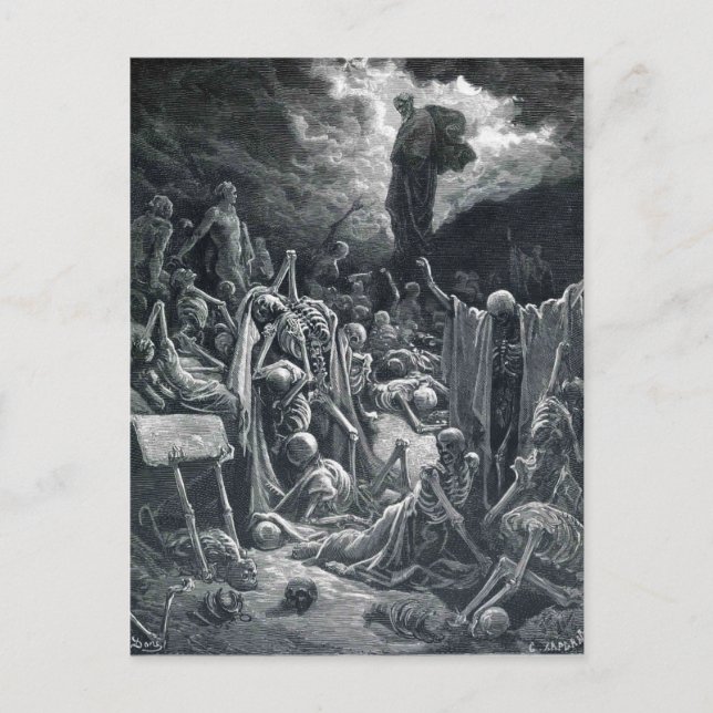 Cartão Postal Gustave Dore: A Visão do Vale dos Ossos Secos (Frente)