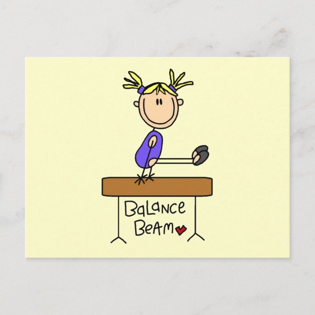 Cartão Postal Gymnast da Loura em Beam Camisetas e presentes (Frente)