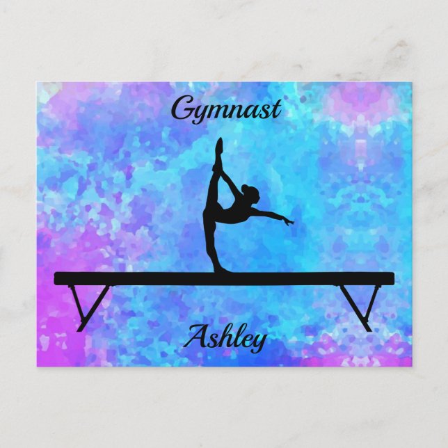 Cartão Postal Gymnastics Beam Watercolor (Frente)