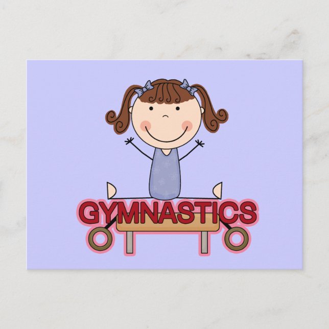 Cartão Postal GYMNASTICS - Brunette Girl divide Camisetas e pres (Frente)