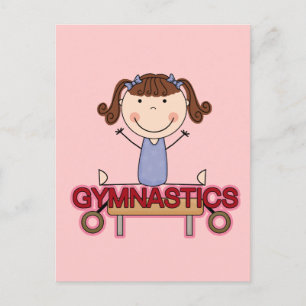 Cartão Postal GYMNASTICS - Brunette Girl divide Camisetas e pres