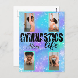 Cartão Postal Gymnastics Life Pastel Personalised Name & 4 Photo