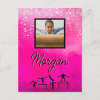 Gymnastics Rosa, Prata, Foto/Nome Personalizado Gl