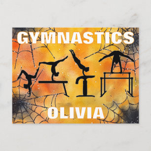 Cartão Postal Gymnastics Spooky Spiderweb Halloween