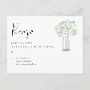 Cartão Postal Gypsophila Bebês Breath Simple Casamento RSVP