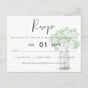 Cartão Postal Gypsophila Bebês Breath Simple Casamento RSVP