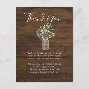 Cartão Postal Gypsophila Mason Jar Casamento Russo do Orçamento