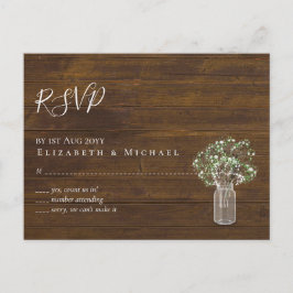 Cartão Postal Gypsophila Mason Jar Wedding RSVP