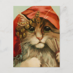Cartão Postal Gypsy Cat com Fan e Scarf por Maurice Boulanger