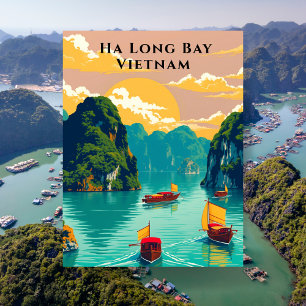 Cartão Postal Ha Long Bay no Vietnam Boat Trip