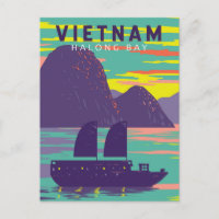 Ha Long Bay Vietnam Lixo Viagem Art Vintage