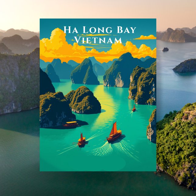 Cartão Postal Ha Long Bay Vietnam Viagem cênico (Ha Long Bay Vietnam Scenic Travel Postcard)