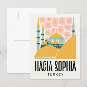 Cartão Postal Hagia Sophia Istanbul Turquia viagem floral