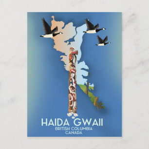 Cartão Postal haida gwaii Colúmbia Britânica mapa canadense