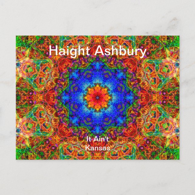 Cartão Postal Haight Ashbury Psychedelic Hippie Fashion Art (Frente)