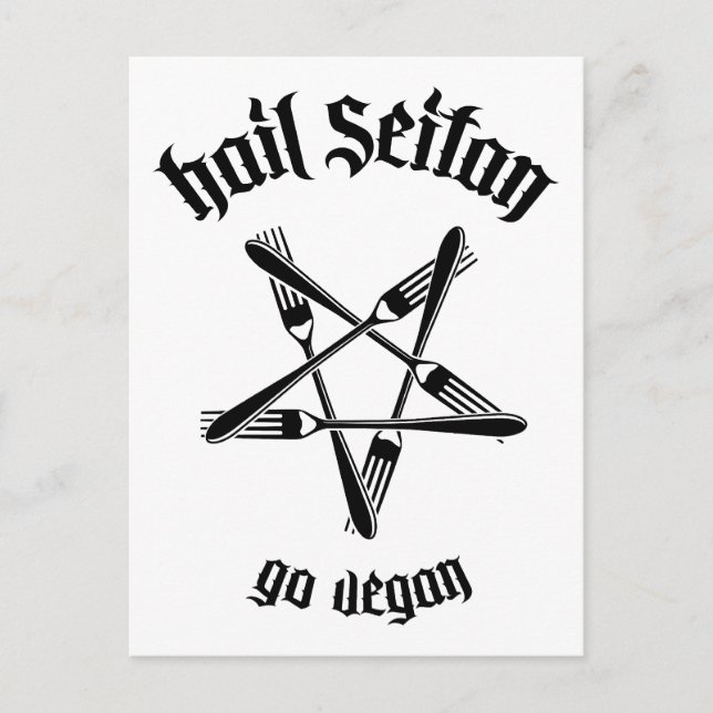 Cartão Postal Hail Seitan 1.1 (preto) (Frente)