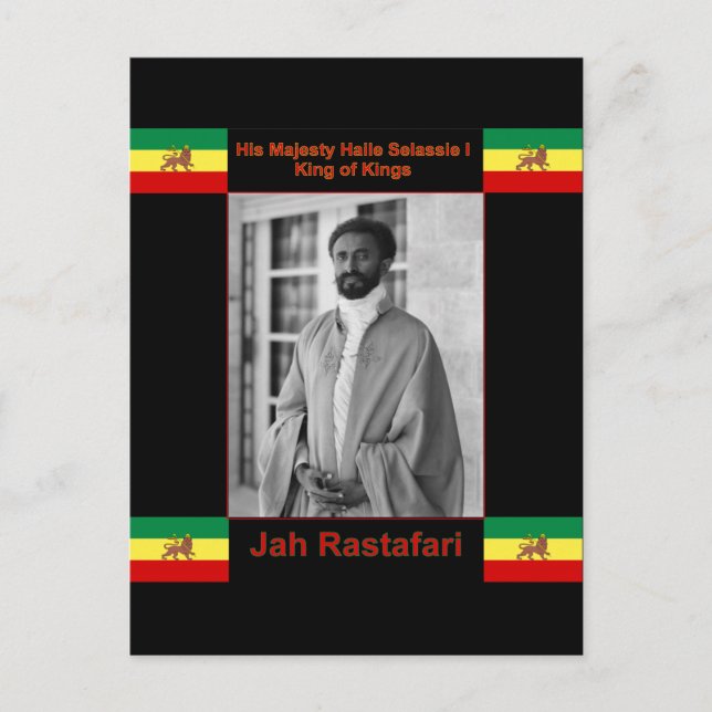 Cartão Postal Haile Selassie, o Leão de Judah, Jah Rastafari (Frente)