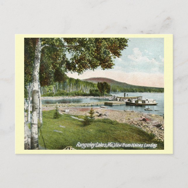 Cartão Postal Haines Landing, Rangeley Lagos, Maine Vintage (Frente)