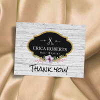 Hair Stylist Vintage Floral Russe Wood Obrigado