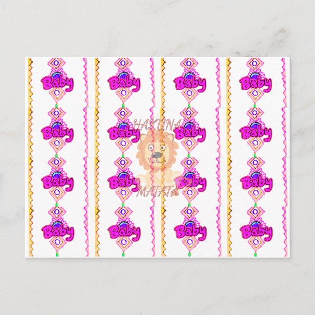 Cartão Postal Hakuna Matata: Bela Estampa de Leãozinho Recém-Nas (Frente)