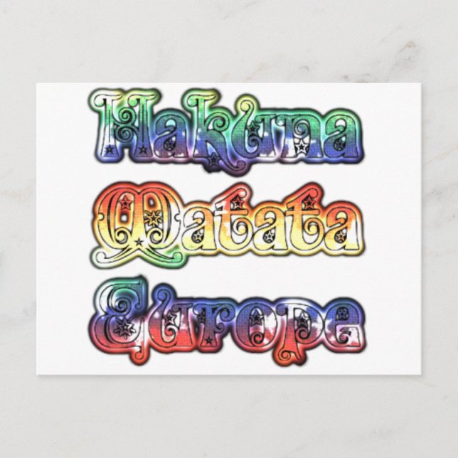 Cartão Postal Hakuna Matata Europe Art Impressão/Graphic (Frente)