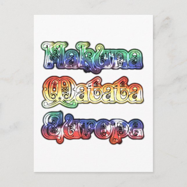 Cartão Postal Hakuna Matata Europe Art Impressão/Graphic (Frente)