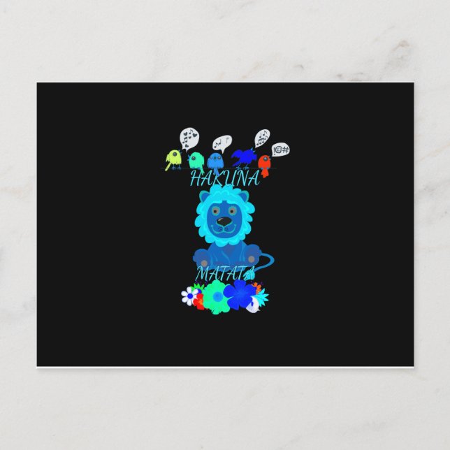 Cartão Postal Hakuna Matata Lion Art Impressão (Frente)