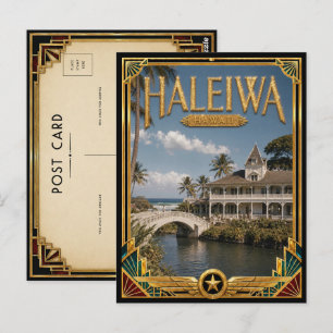 Cartão Postal Haleiwa Havaí Arte Deco Vintage Idade Dourada