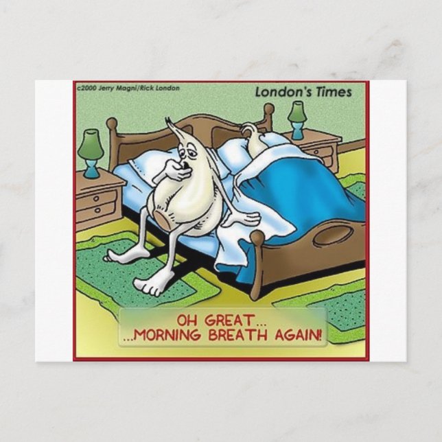 Cartão Postal Hálito de Alho Matinal Presentes de Desenhos Anima (Frente)