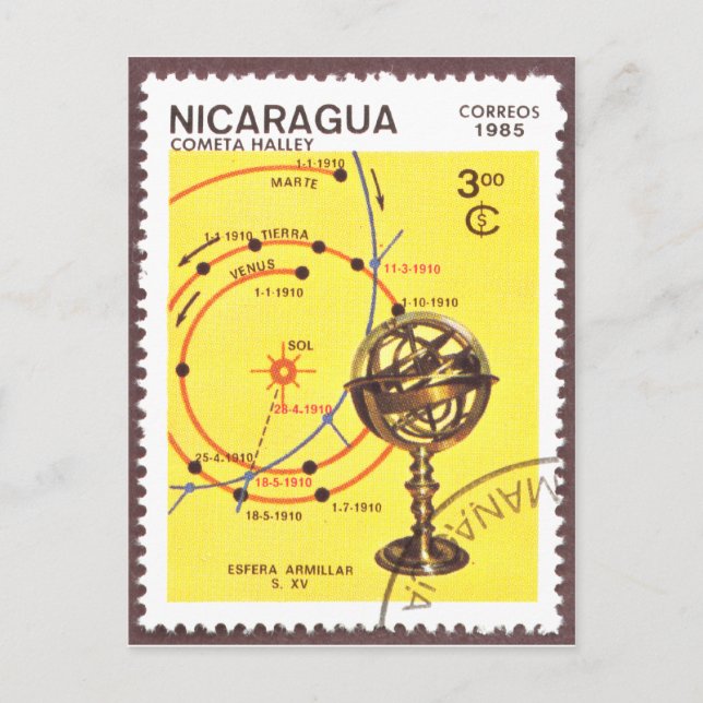 Cartão Postal Halleys Comet Inner Planets (Frente)