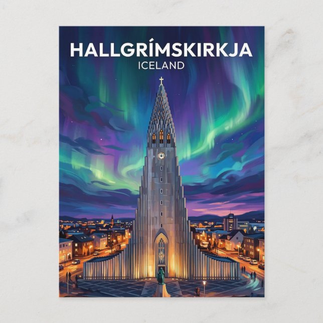 Cartão Postal Hallgrímskirkja Islândia (Frente)