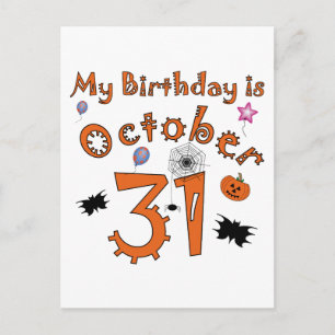 Cartão Postal Halloween Aniversário 31 de outubro