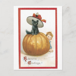 Cartão Postal Halloween antigo, Bruxo