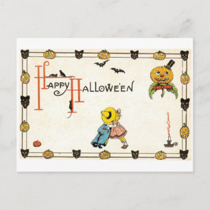 Cartão Postal Halloween antigo, Casal