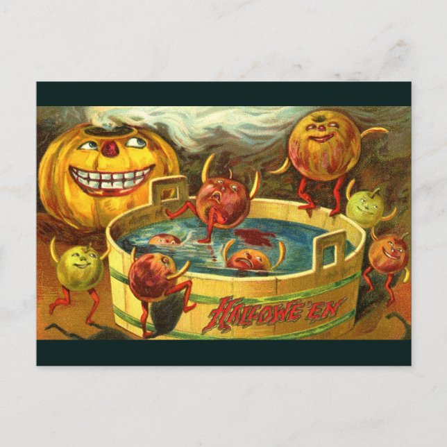 Cartão Postal Halloween Apple Bobbing (Frente)