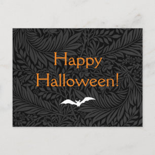Cartão Postal Halloween Botânico Floral Preto Elegante