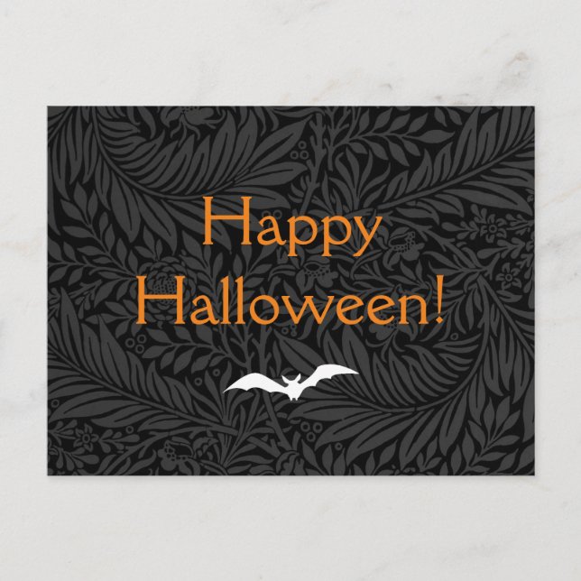 Cartão Postal Halloween Botânico Floral Preto Elegante (Frente)
