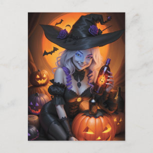 Cartão Postal Halloween Bruxo