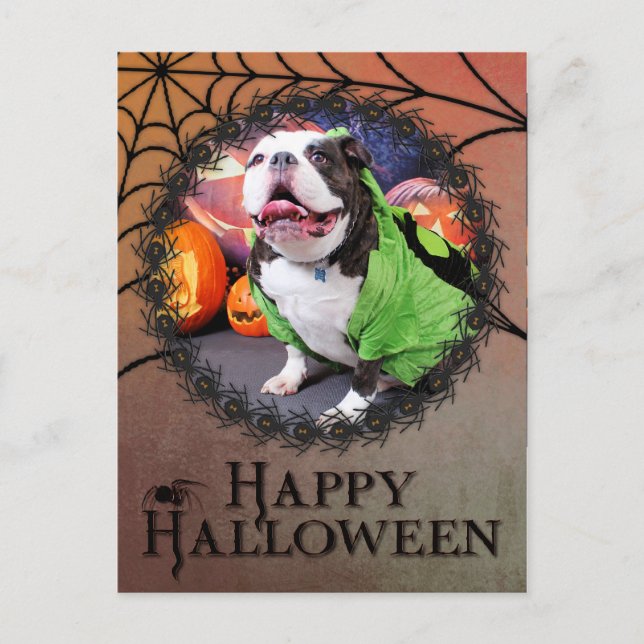 Cartão Postal Halloween - Bulldog Inglês - Spike (Frente)
