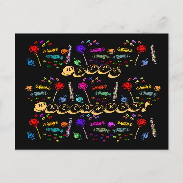 Cartão Postal Halloween Candy Pattern (Frente)