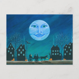 Cartão Postal Halloween.cartãodepostal,bruxas,preto,gato.cavalo