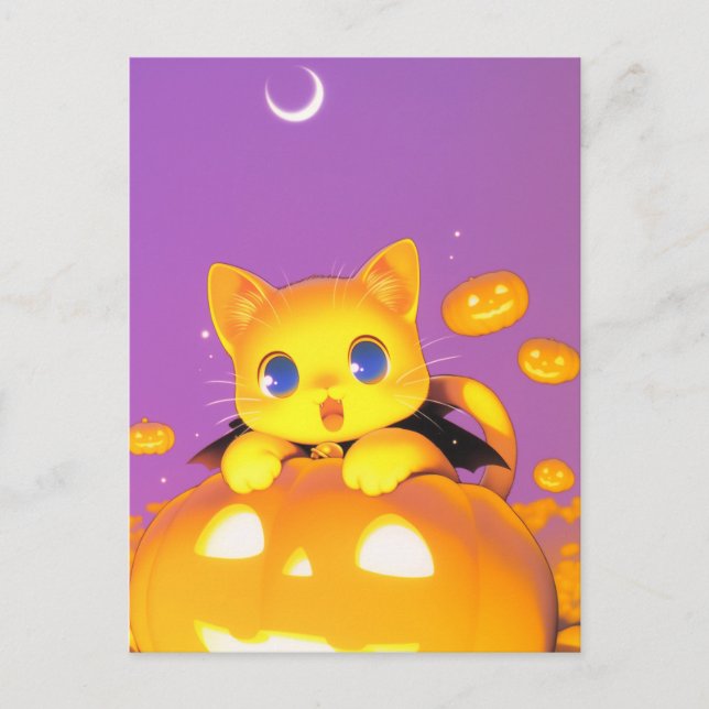 Cartão Postal Halloween Cat (Frente)